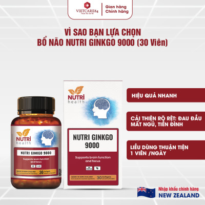 Viên Uống Bổ Não Nhập Khẩu Chính Hãng New Zealand Nutri Ginkgo 9000 (30 Viên)