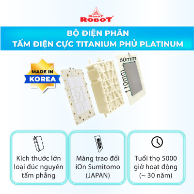 Máy Lọc Nước Điện Giải Ion Kiềm ROBOT IonPrince 37 - Bộ Điện Phân Korea Với 3 Tấm Điện Cực Titanium - Hàng Chính Hãng