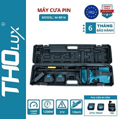 Máy cưa xích pin Tholux M-8814 1200W, Chiều dài lam 12inch, pin 10cell