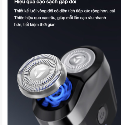 Máy cạo râu Enchen Mini 6, lưỡi dao kép tự mài siêu mỏng, chống nước IPX7 cạo khô và ước, pin trâu - Hàng chính hãng