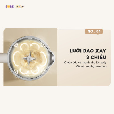 Máy Làm Sữa Hạt 0,6L BEAR Máy Xay Nhuyễn Mịn, Máy Xay Hạt Máy Xay Sinh Tố Mini Nấu Cháo Tự Động Vệ Sinh SB-SH06C - Hàng Chính Hãng