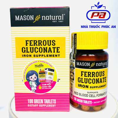 Viên uống sắt cho bà bầu MASON NATURAL Ferrouse Gluconate Mỹ 50 - 100 viên giúp bổ máu tăng sức đề kháng