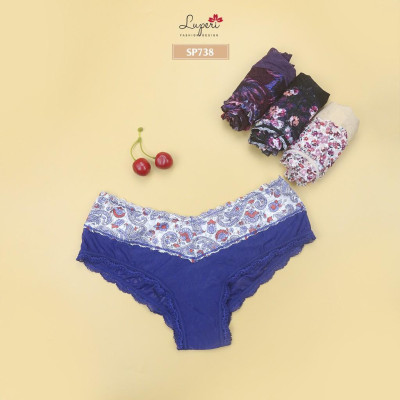 Quần Lót Nữ Lụa Phối Ren Cạp Vừa LUPERI LU3QL738 Dáng Hipster Nâng Mông Chất Liệu Mát Thoáng Khí Khử Mùi Tốt