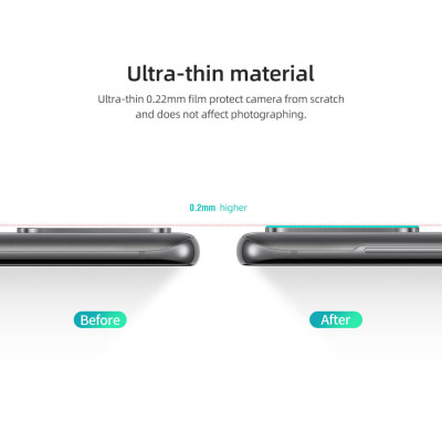 Bộ 2 Miếng dán kính cường lực camera Samsung Galaxy S20 Plus mỏng 0.22mm hiệu Nillkin InvisiFilm độ cứng 9H chống vân tay không ảnh hưởng chất lượng ảnh chụp - Hàng nhập khẩu