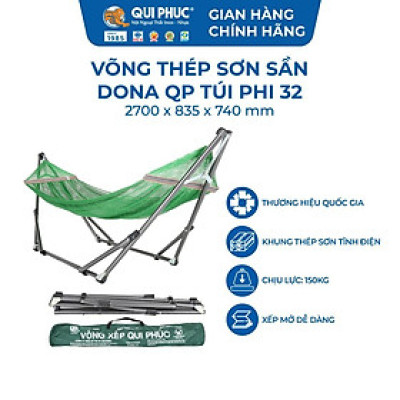 Võng Xếp Thép Sơn Tĩnh Điện DONA Qui Phúc – Gấp Gọn, Có Túi Đựng, Tải Trọng 150Kg