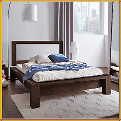Giường ngủ Juno sofa gỗ sồi mặt nệm màu nâu óc chó 