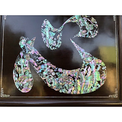 Tranh chữ nhẫn khảm ốc kết hợp với lền gỗ gụ lào 