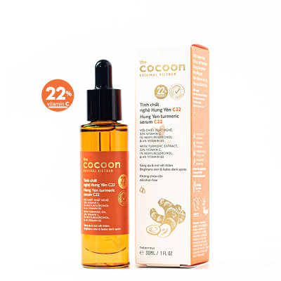Tinh chất nghệ Hưng Yên C22 với 22% vitamin C sáng da chuyên sâu & mờ vết thâm Cocoon 30ml