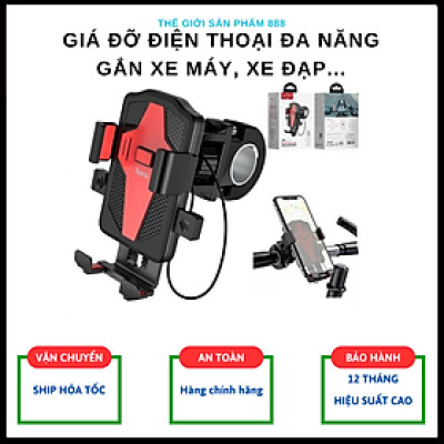 Giá đỡ điện thoại đa năng cho xe máy, xe đạp xoay 360 độ, dễ lắp đặt CA73 - hàng chính hãng