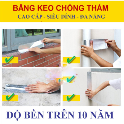 combo 2 cuộn Băng keo chống thấm, chống dột cao cấp Bosui Nhật Bản siêu dính đa năng khổ 20cm x 5m 