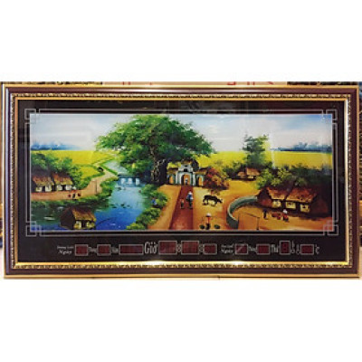 Tranh đồng hồ vạn niên Đồng Quê - 8618