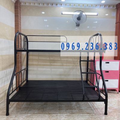 Giường sắt hai tầng Đại Thành tầng trên 1m tầng dưới 1m2 màu Đen