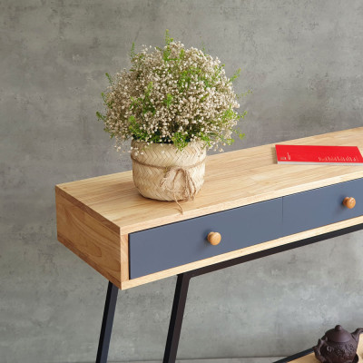 Bàn trang trí console có ngăn kéo chân sắt Juno Sofa CSTCT062 120x30x85 cm nhiều màu lựa chọn 