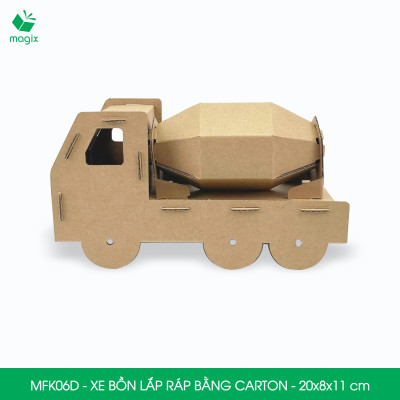 MFK06D - Xe bồn carton - 20x8x11 cm - Đồ chơi lắp ráp mô hình từ bìa carton cứng cao cấp