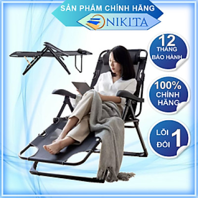 [HOT] Ghế xếp thành giường, Vải lưới thoáng khí, Khung kim loại sơn tĩnh điện bền bỉ - Chính hãng NIKITA
