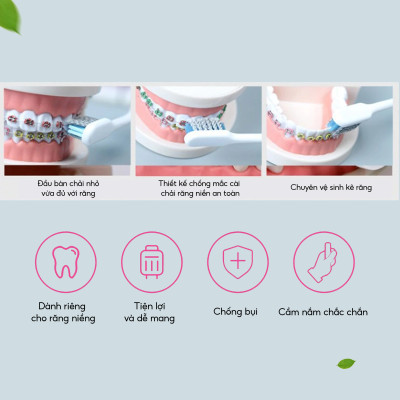 Bàn chải kẽ đầu nhỏ Coral , sử dụng vệ sinh mắc cài