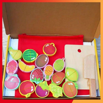 Đồ chơi Cắt Hoa Quả Bằng Gỗ Kèm Hộp Xịn Xò Cho Bé