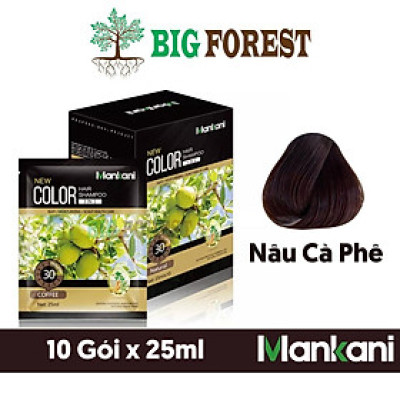 Hộp Dầu Gội Nhuộm Tóc, Thảo Dược Màu Nâu Cà Phê, Mankani [250ml - Chính Hãng]