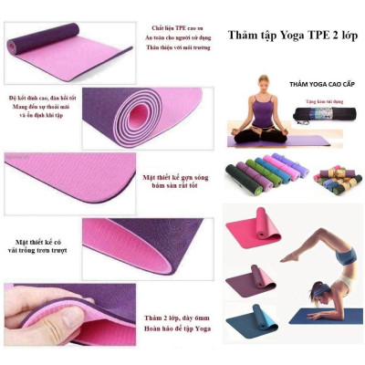 Thảm Tập Yoga TPE 2 Lớp PEAFLO Cao Cấp dày 6mm Kèm Túi