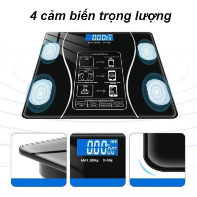 Cân Điện Tử Bluetooth Thông Minh Đo Lượng Mỡ Và Nước Trong Cơ Thể, Tính Chỉ Số BMI Trọng Tải 180kg Giao Màu Ngẫu Nhiên