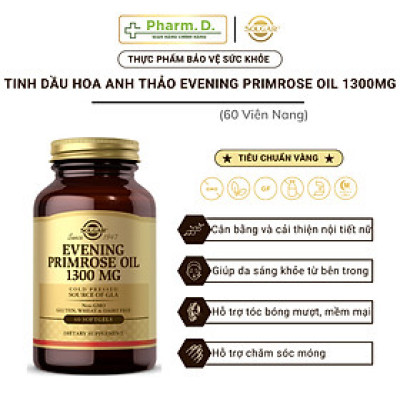 [CHÍNH HÃNG][SALE 50% DATE GẦN] Viên Uống Điều Hòa Nội Tiết Tố Nữ Solgar Tinh Dầu Hoa Anh Thảo Evening Primrose Oil 1300mg Mỹ (Hộp 60 Viên)