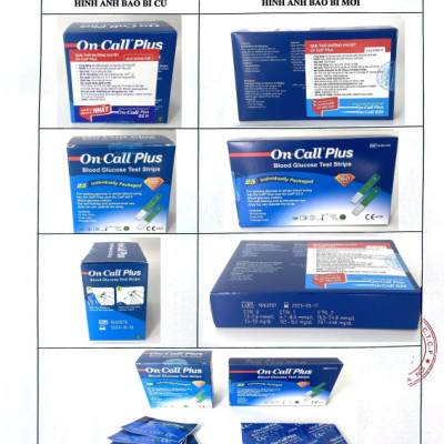 Combo 2 hộp que thử đường huyết On call plus (25 que rời/hộp) và hộp 50 kim tròn, Hàng chuẩn chính hãng, đủ tem niêm phong, nhãn phụ tiếng việt, Dat dài ít nhất 12 tháng