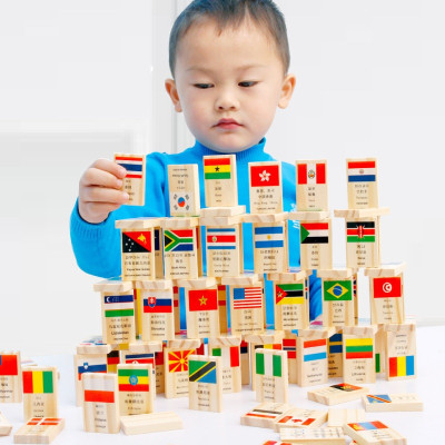 Đồ Chơi Trí Tuệ Cho Bé, Đồ Chơi Gỗ, Bộ Domino 100 Lá Cờ Của Các Quốc Gia Trên Thế Giới
