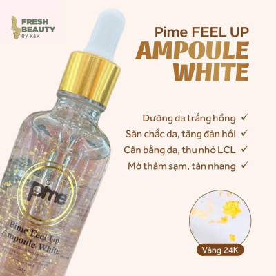 Tế bào gốc Pime Feel Up Ampoule White chứa tinh chất dưỡng trắng da, hỗ trợ giảm nám sạm, tàn nhang 50ml