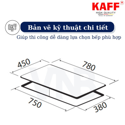 Bếp âm từ hồng ngoại kết hợp 3 vùng nấu nhập khẩu Germany KAFF KF-IH6003IH - Hàng Chính Hãng