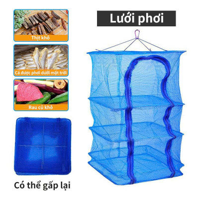 Lồng Lưới Phơi Thực Phẩm Đa Năng 2 – 4 Tầng Chống Côn Trùng, Gấp Gọn Tiện Lợi