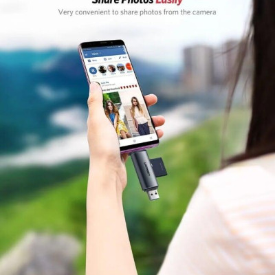 Ugreen UG50706CM185TK Màu Xám Đầu đọc thẻ nhớ TYPE C + USB 3.0 sang TF + SD - HÀNG CHÍNH HÃNG