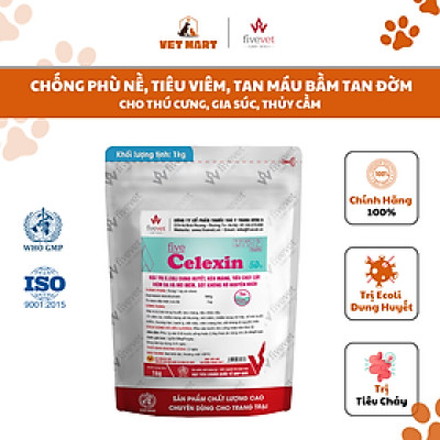 [100G] FIVE-CELEXIN (50%)-E.COLI DUNG HUYẾT, KÉO MÀNG, TIÊU CHẢY CẤP, VIÊM DA VÀ MÔ MỀM