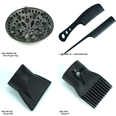 Máy Sấy Tóc Tạo Kiểu 2 Chế Độ Sấy Nóng - Lạnh Công Suất Lớn 2200W Tặng Kèm Lược 5 Phụ Kiện Siêu Hot - Hàng Loại 1 - Chính Hãng MINIIN