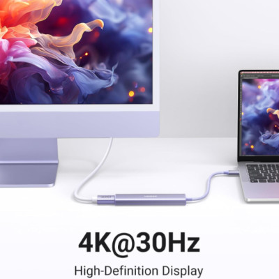 Cáp chuyển USB-C sang HDMI + PD 100W + 3 x USB 3.0 Ugreen 35582 - Hàng chính hãng