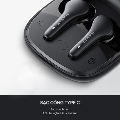 Tai nghe TWS Havit TW959, Bluetooth 5.1, Độ Trễ Tới 65ms, Nghe Độc Lập, Pin Tới 20H - Hàng Chính Hãng Dizigear