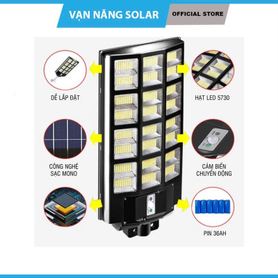 Đèn đường liền thể năng lượng mặt trời 600W 