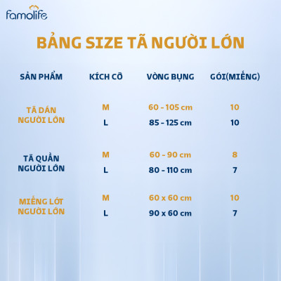 Tã quần người già FAMOLIFE Cao Cấp mềm mại, thấm hút, chuẩn chất lượng Châu Âu