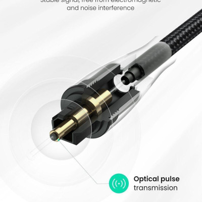 Ugreen UG70896AV108TK 2M cáp quang Toslink optical đầu mạ vành 24k màu đen - HÀNG CHÍNH HÃNG