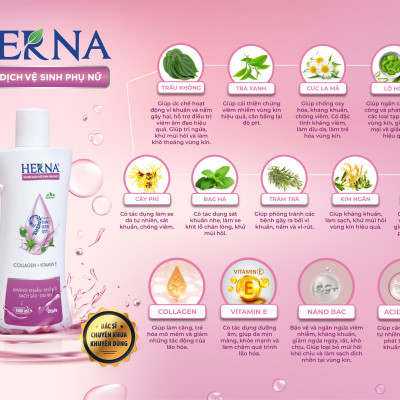 Dung dịch vệ sinh phụ nữ Herna (100ml) - Kháng khuẩn - Khử Mùi - Sạch Sâu - Dịu Nhẹ