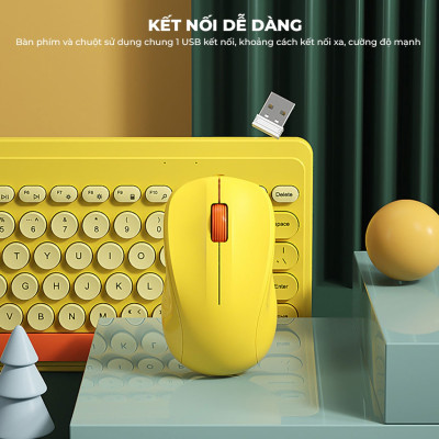 Bàn phím không dây HXSJ K610 USB2.4G giảm ồn, gọn nhẹ dễ mang đi, phù hợp PC/ Laptop/ Điện thoại- Hàng chính hãng