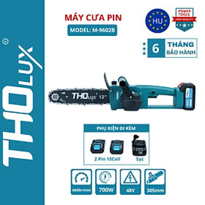 Máy cưa xích pin Tholux M-9092 Chiều dài lam 300mm ~12 inch, pin 10cell, Động cơ Không Chổi Than