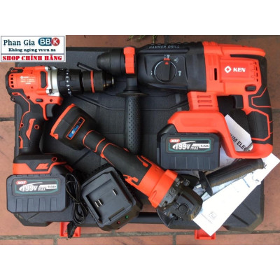 Bộ Combo Máy Khoan Đục Bê Tông, Máy Mài Và Khoan 3 chức năng Dùng Pin 199V, 2 Pin 15Cell, Máy Khoan Siêu Khỏe