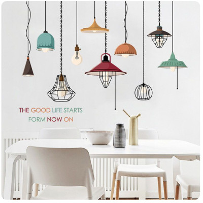 Decal dán tường Đèn treo 3D 5 DKN072 - 2 bộ (105 x 250 cm)