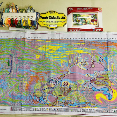 Tranh thêu kín Phật di lặc vs8308, kích thước 120 x 65 cm
