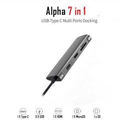 Hub sạc nhanh đa năng 7 in 1 chia cổng Type-C hiệu WIWU ALPHA A731HP Ba Cổng USB 3.0 - Hàng Chính Hãng 