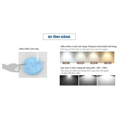 Đèn bàn học LED cảm ứng chống cận chính hãng Rạng Đông Model: RD RL 38 PLUS 2021
