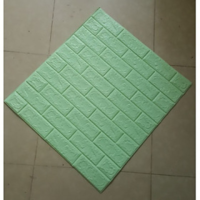 Bộ 10 Tấm Xốp Dán Tường Giả Gạch 3D Màu Xanh Cốm, Xanh Lá Nhạt 70cmx77cm