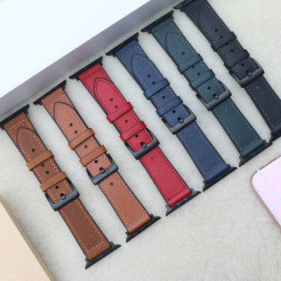 Dây da sáp dầu Vintage thay thế cho Apple watch hộp gỗ cao cấp- Hàng nhập khẩu