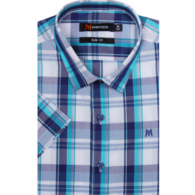 Áo sơ mi nam tay ngắn form slim fit vạt bầu Khatoco A1MN468S1-CNCR224-2411-N