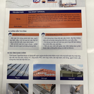 Keo chống thấm, Chống dột TOA Smart TapeSeal (R10cm x D 3m)